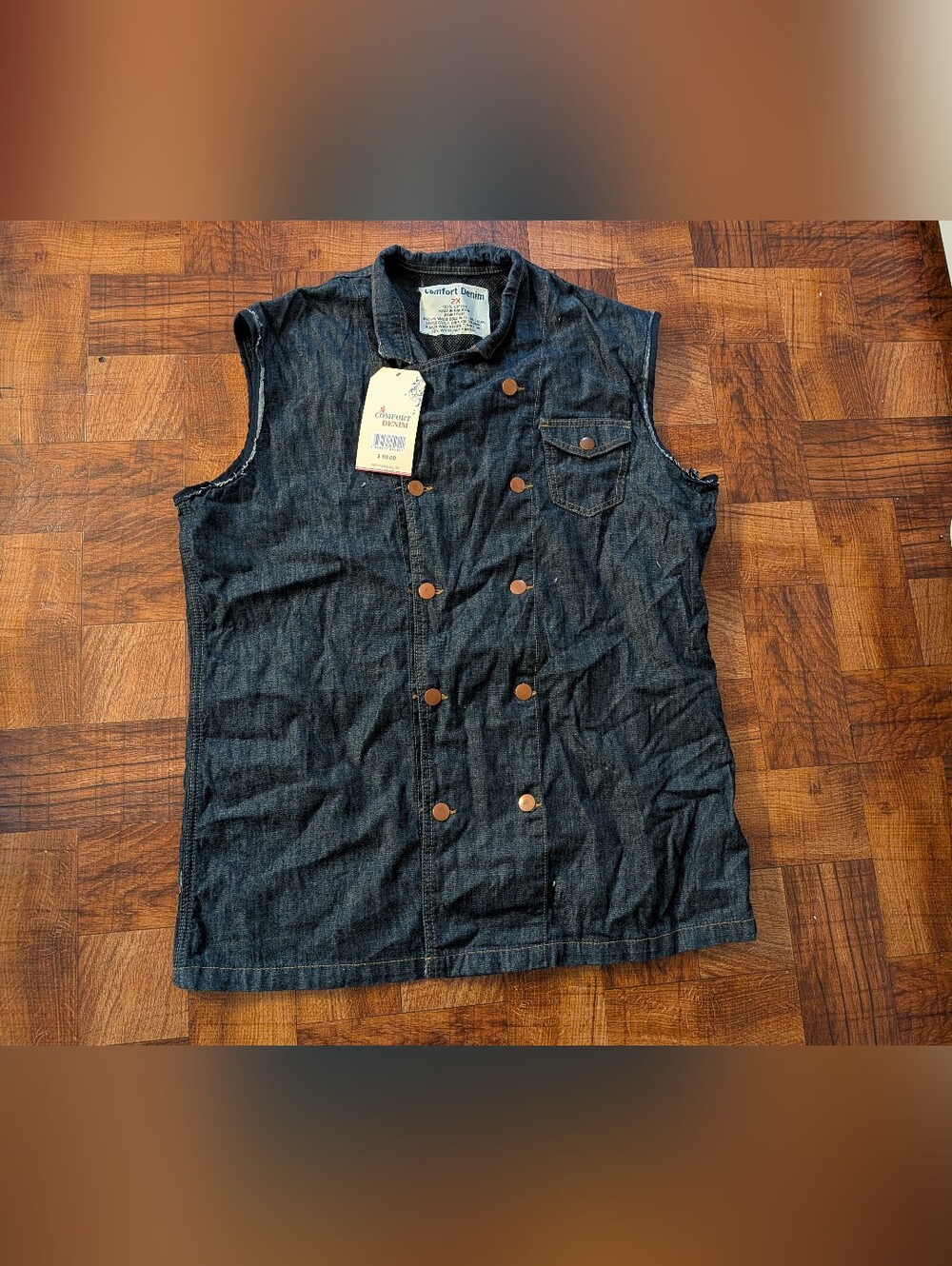 Comfort Denim Distressed Button Up Vest NWT Plus 2X Women's 100% Cotton